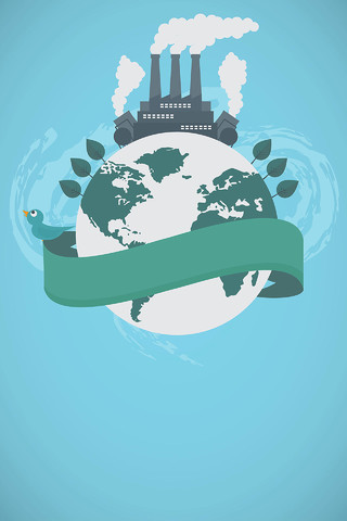 蓝色世界地球日4月22日工业污染公益海报背景